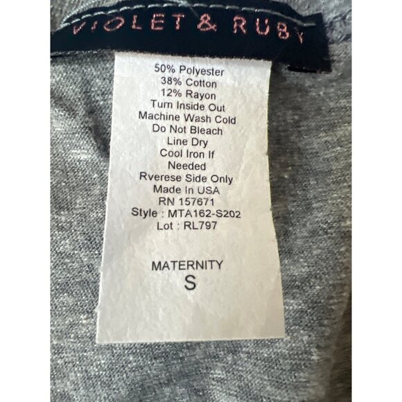 Violet & Ruby 3/4 Sleeve Ruched Maternity Top Grey Size Small NWT - Picture 4 of 7